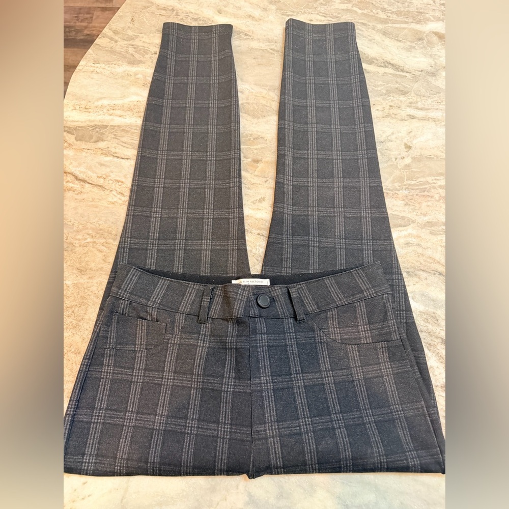Westbound Slim Factor Fit Gray Plaid Trouser Pants Stretch Straight Leg Work S - Picture 1 of 9